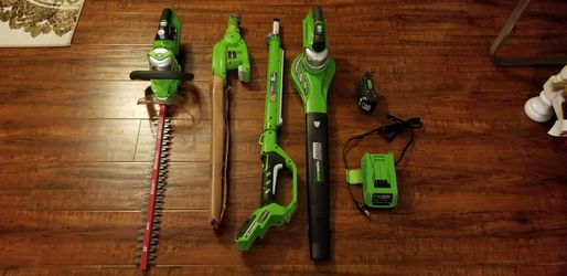 Green works 24 volt new cordless gardening tools