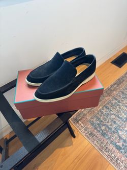 Loro Piana Black Suede Summer Walk Loafers size 41.5