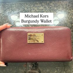 Michael Kors Burgundy Wallet With Gold Zipper