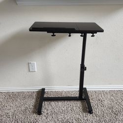 Black Metal and Wooden Rolling Laptop Table/Adjustable Laptop Stand Sofa Side Table/Lap Desk for Laptop Rolling Cart Tilting Overbed