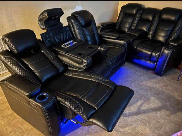 🍄 Ashley Theater black Power Reclining Sofa | Sectional | Loveseat | Couch | Sleeper| Living Room Furniture| Furniture