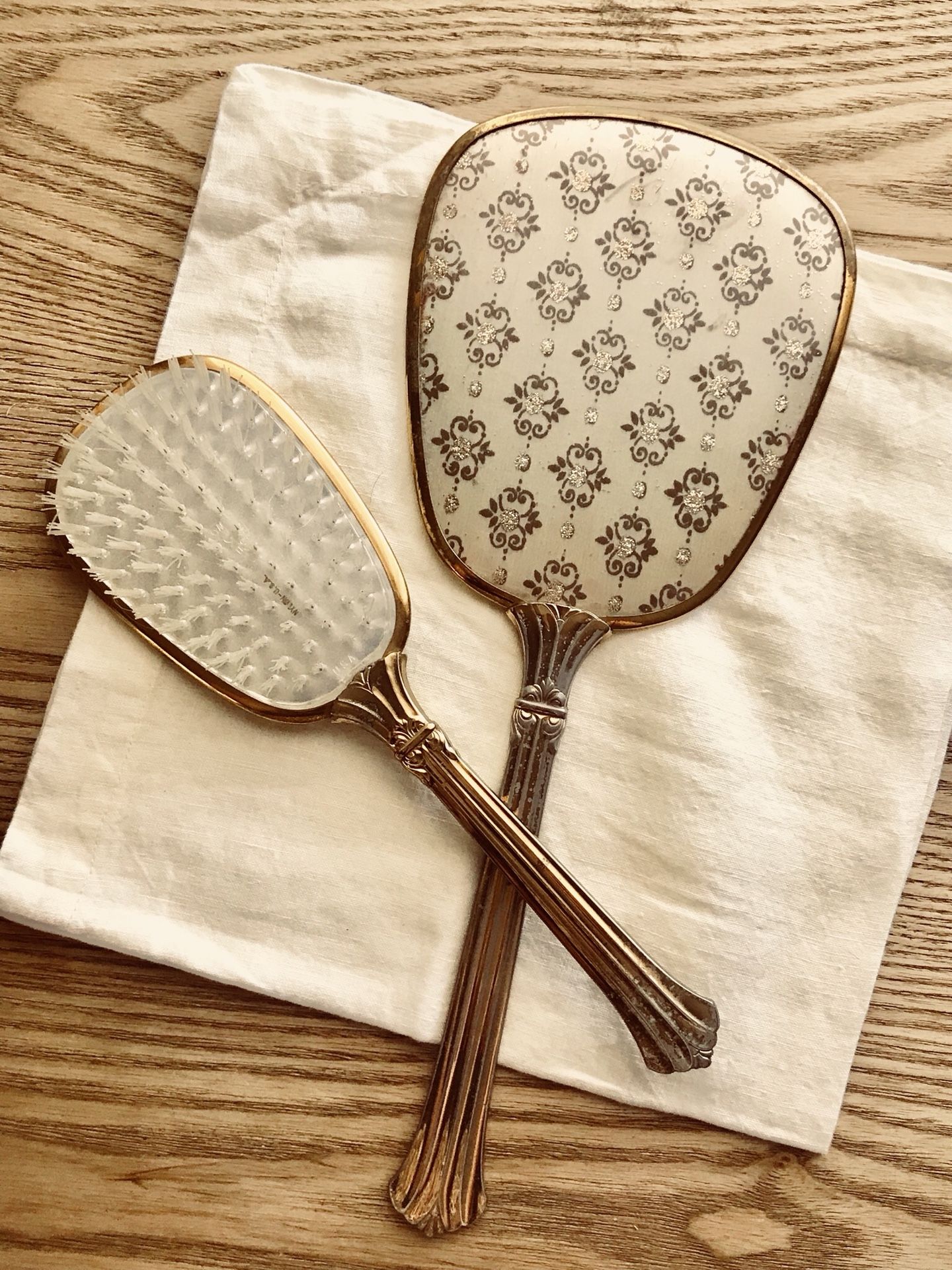 Antique Hair Brush and Mirror Set