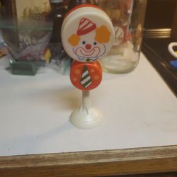 Vintage Clown Baby Rattle With A Suction Cup 