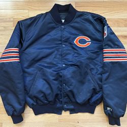 Vintage Starter Chicago Bears Satin Bomber Jacket Coat Men’s Size XL   