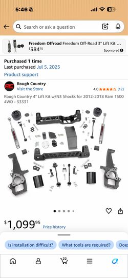 rough country 4 inches lift kit ram1500