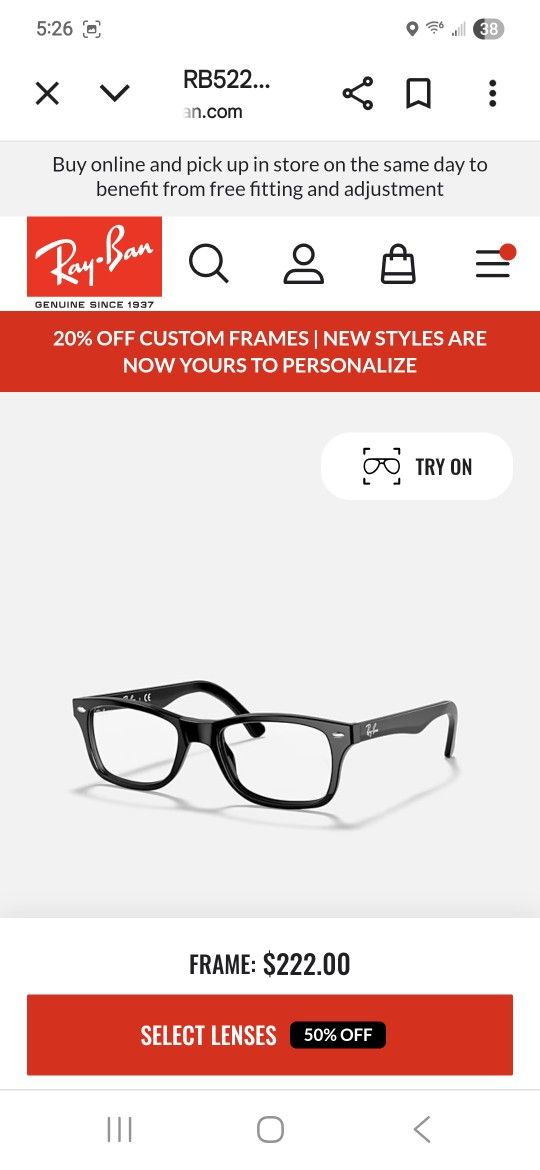 New Rayban Reading Glasses Model code RB5228 