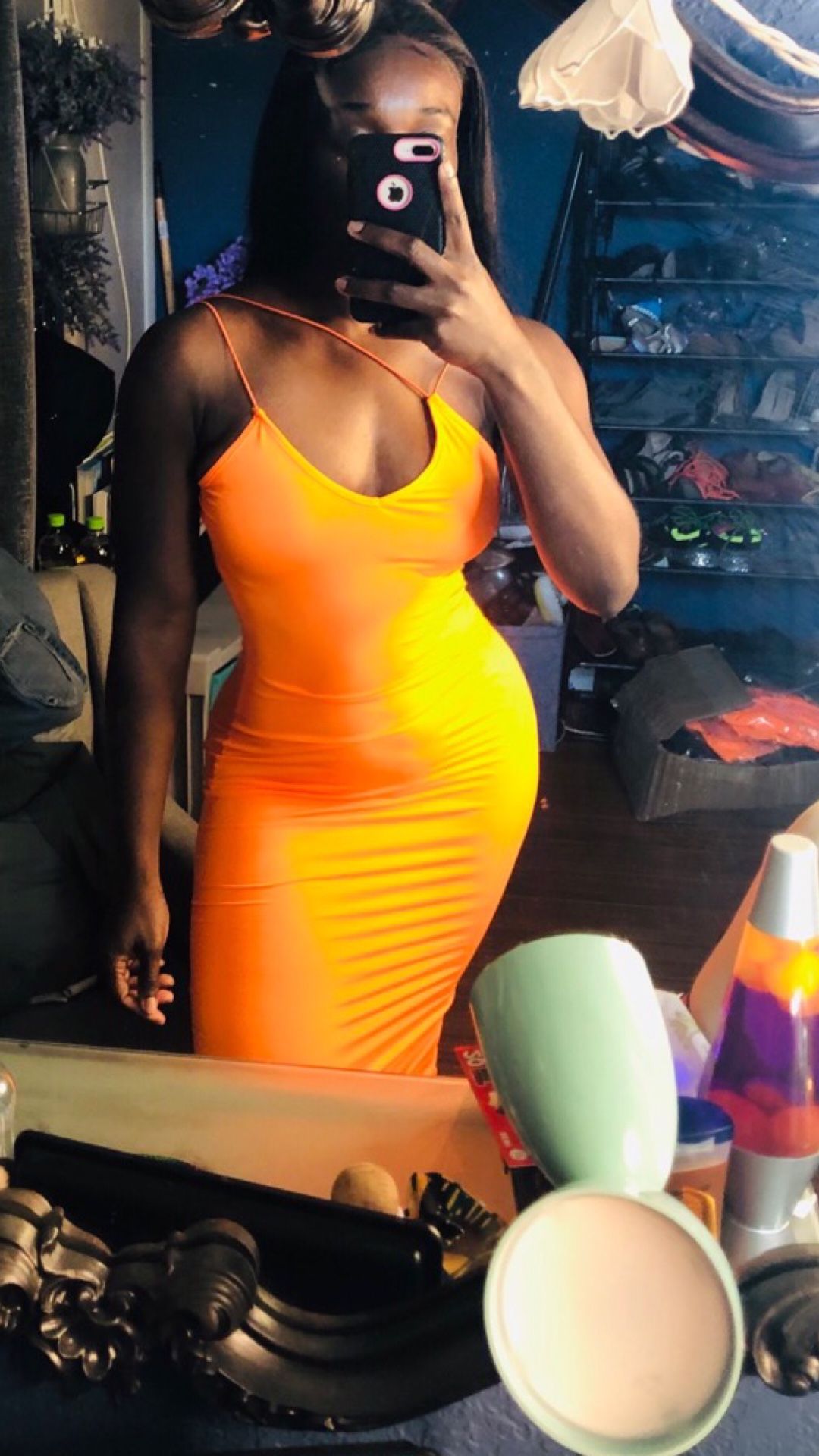 Orange body cone dress