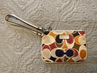 Authentic COACH Wristlet - Cream, Magenta & Navy