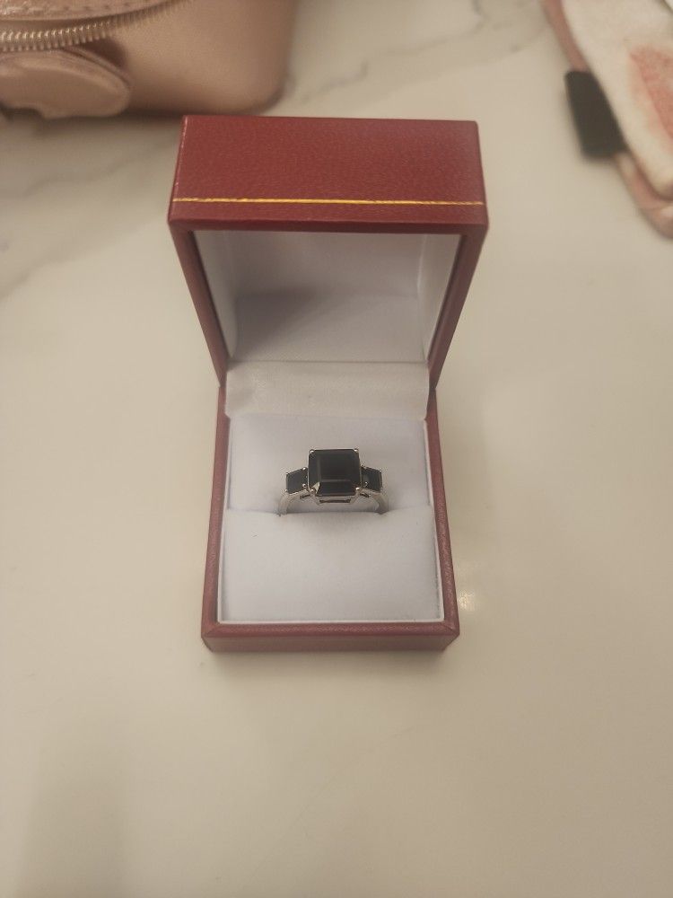 Black Onyx 3 Stone Ring