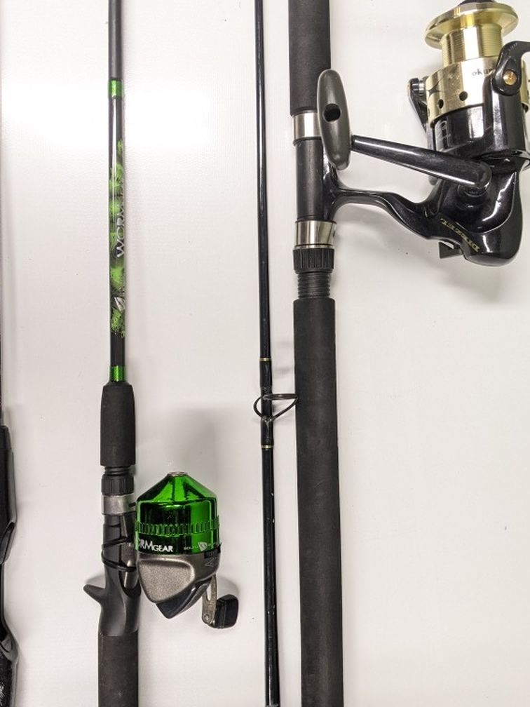 Three Fishing Poles with Two Reels