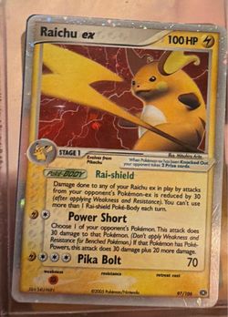 Raichu ex 97/106 Emerald Holo Rare vintage Pokemon TCG Nintendo Pikachu MP