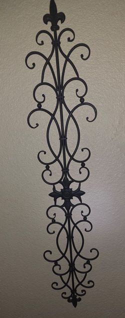 Black Wrought-Iron Style Scrollwork Wall Art – 41"