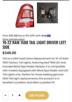 19-22 RAM 1500 Tail Light Driver Side