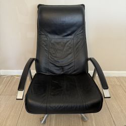 Black leather reclining lounge chair