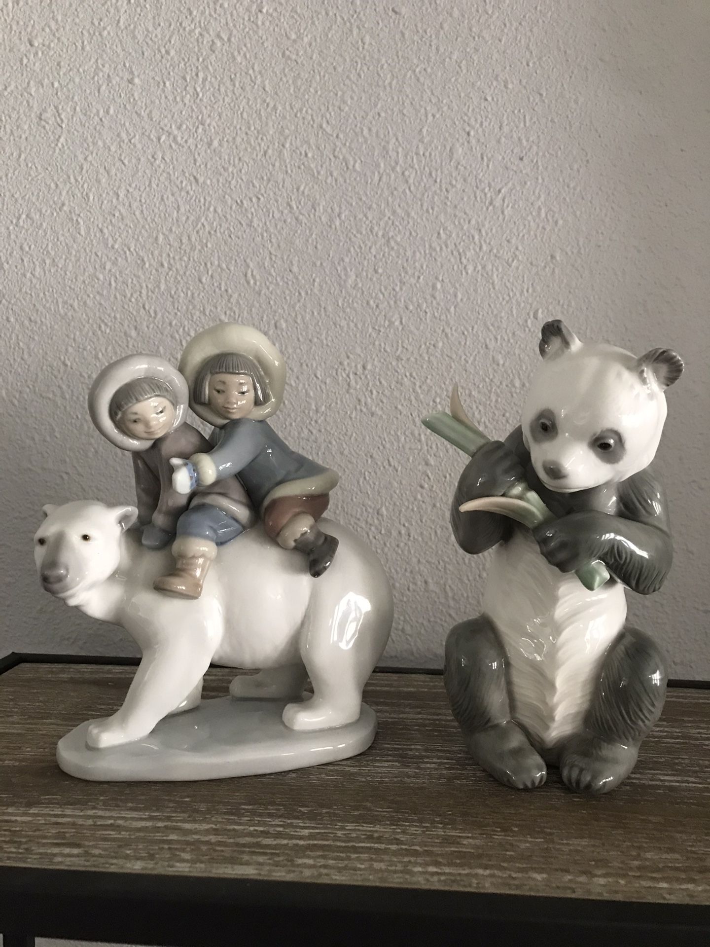 Lladro polar bear with eskimos zaphir panda bear collectible figurines