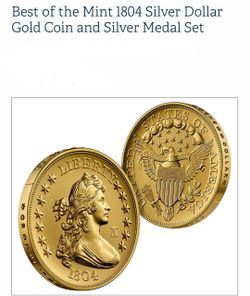 😍 250 Privy Best of the United States Mint 1804 Silver Dollar Gold Coin and Silver Medal Set