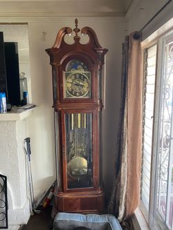 Traditional Triple-Weight Grandfather Clock with Moon Phase Dial