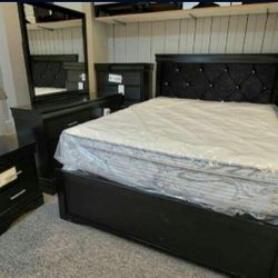 4 Pieces Bedroom Set QB Dresser Mirror And Nightstand 