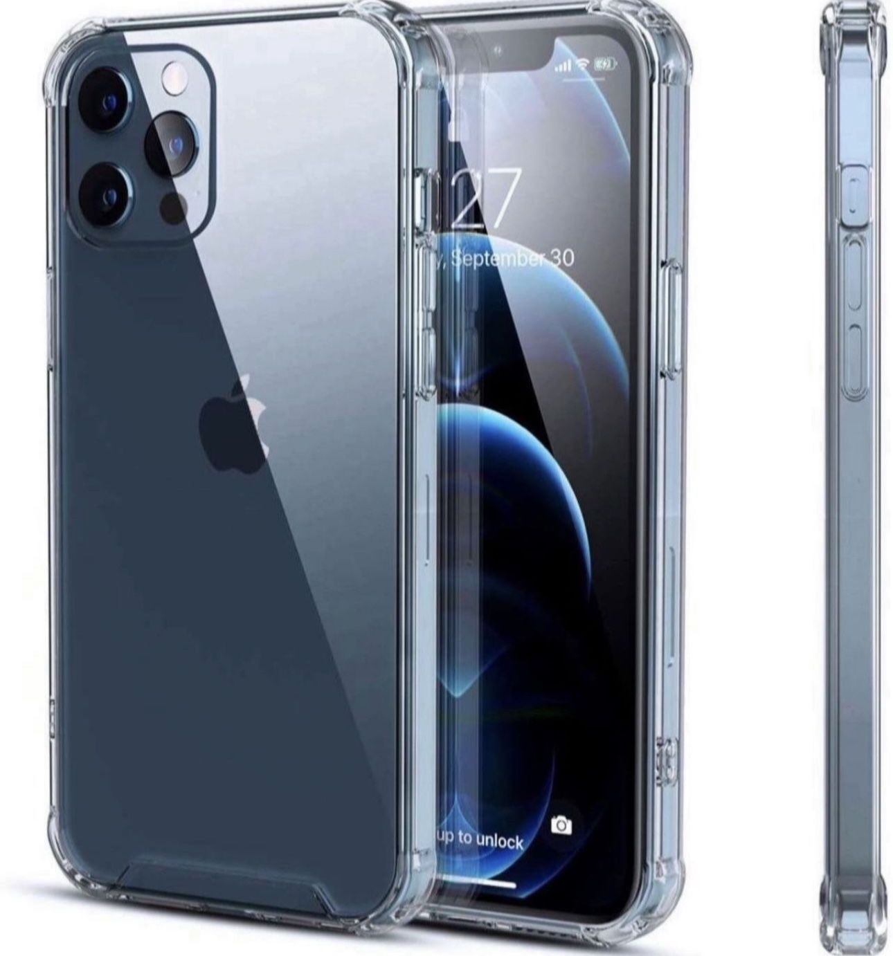 Case for iPhone 12/ 6.1", Clear Slim Fit Hard Back Soft Silicone TPU Bumper Cover Drop Protection, Thin Cute Full Body Shock-Proof Anti-Yellow Transpa