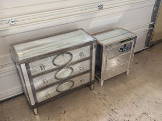 Pier 1 Mirrored 3-Drawer Dresser And Nightstand 