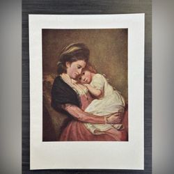 LADY WITH A CHILD English George Romney Fine Art Print 1900’s Vintage Original Antique London England Printed Collectible ARTIST PAINTER