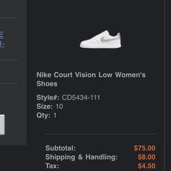 Nike Court Vision Low Women's Shoes Size 10