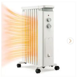 1500-Watt White Oil Filled Radiator Heater Electric Space Heater with Heat Settings