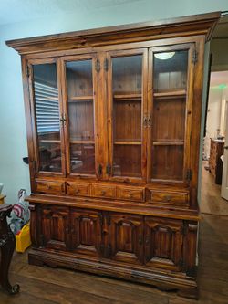Large Wooden China Cabinet Hutch