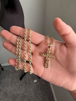 10K Rope & Nugget Cross Set