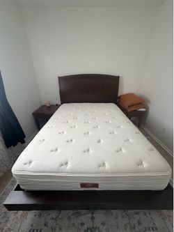 Queen bed frame and mattress