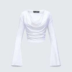Finesse Khalia White Deep Plunging Top