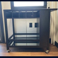 Black Rolling Wood Wine cart 