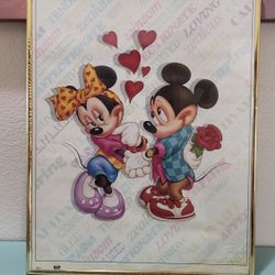 Vintage Framed Mickey and Minnie Mouse Art