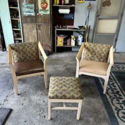 2 Mall Chairs And Foot Stool/ Ottoman 