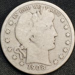 1908-D BARBER HALF DOLLAR 