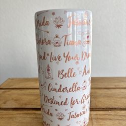 Disney Parks Princess Signatures Ceramic Travel Tumbler - Rose Gold Text