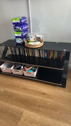 Black Glass TV Stand