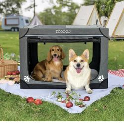 36" Portable Soft Dog Crate for Large Dogs - Collapsible Travel Kennel with Carry Bag