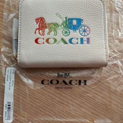Coach RAINBOW Leather Small Wallet Zip Billfold 3155