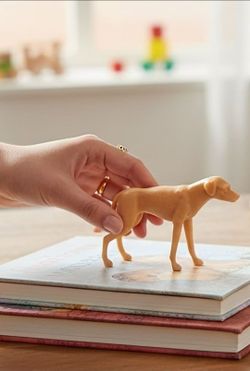 2" Mini Labrador Replica Mono-toned Solid Tan Hunting Dog PVC Pocket Figure Toy. The highlighted object is an unpainted 1/64 scale diorama miniature d