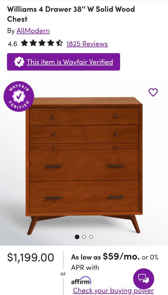 Williams 4 Drawer 38" Solid Wood Chest