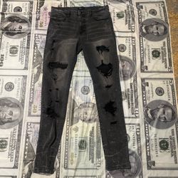 Black Distressed Ripped Jeans -s32