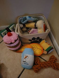 Large collection of dog toys