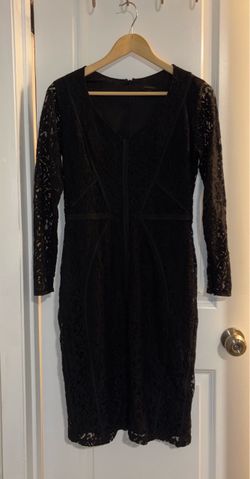 Ann Taylor black long-sleeve lace cocktail dress