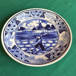 Delft Blue And White Handcrafted, Vintage Collectible, Hans Brinker Numbered Plate