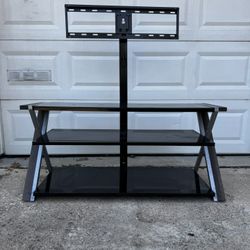 Modern TV Stand / Entertainment Center w/ TV Mount – Tempered Glass