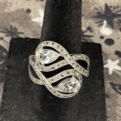 Beautiful Glacier Topaz W/ Marcasite Silver Ring