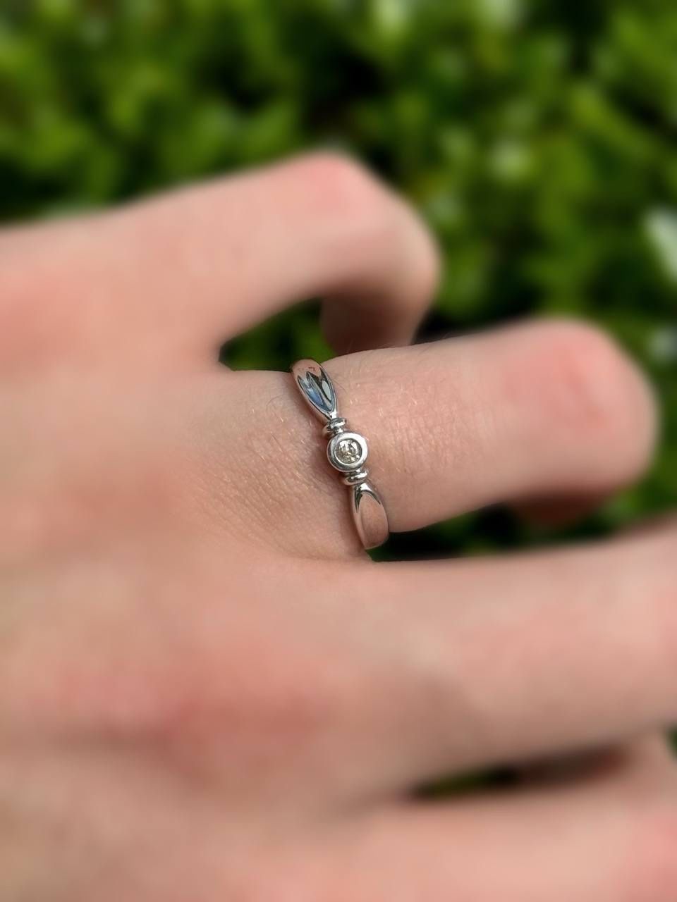 Jewelry 14k solid white gold diamond 0.15CTW ring sz 7.00