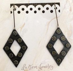 Exquisitely Hand Made La Tem Jewelry - Steel Earrings W Rivets 