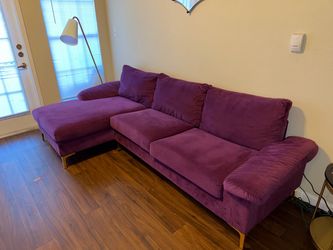 Purple Velvet Sectional Sofa with Chaise